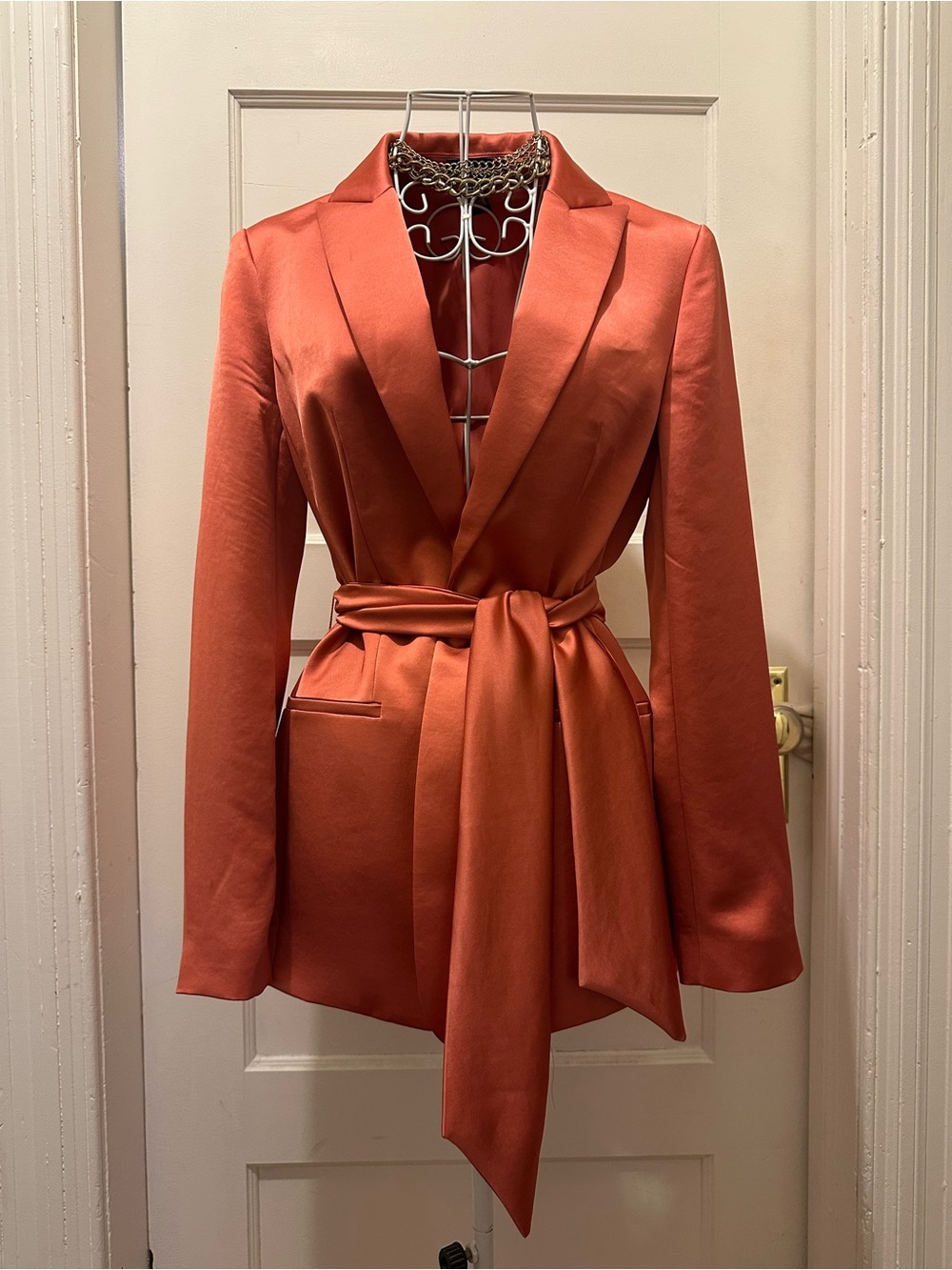 Express | Satin Coral Blazer Jacket | S - Picture 1 of 9